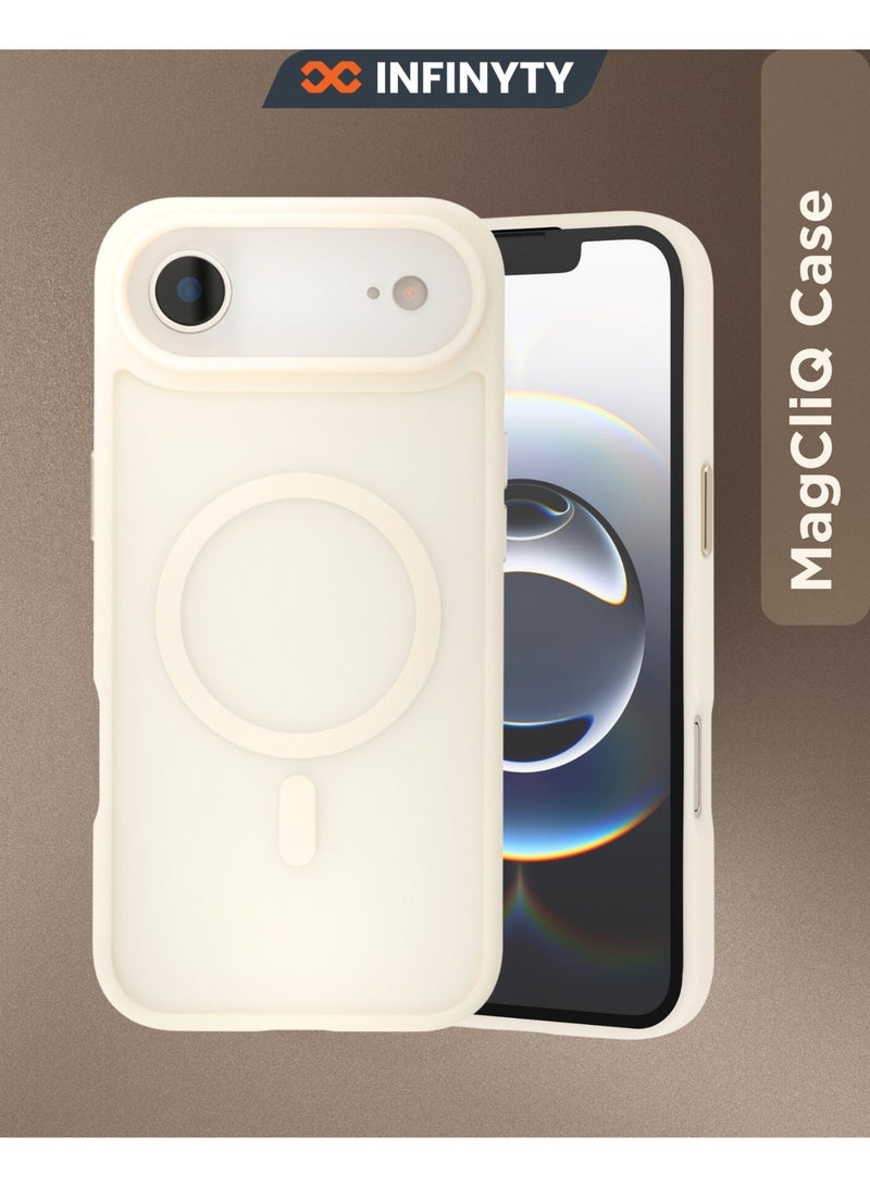 INFINYTY iPhone 17 Air Frosted Soft Touch Case - Gleam Beige, Anti-Slip Grip, MagSafe Compatible, Mil. Grade Drop Protection, Translucent Frosted Back, Air Cushion Corners, Matte Finish, Scratch-Resistant, Hybrid Cover, Raised Camera and Screen Protection - Image 1