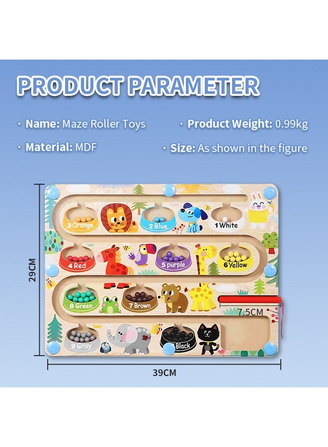 متاهة الألوان والأرقام المغناطيسية للحيوانات - ألعاب لوحية من مونتيسوري للأطفال من سن 3 سنوات فما فوق لمرحلة ما قبل المدرسة، لوحة أنشطة خشبية تعليمية مطابقة للعد، تطوير المهارات الحركية الدقيقة، أنشطة تعليمية للأولاد والبنات - Image 5