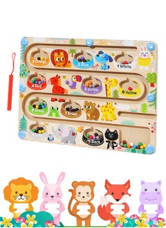 Generic Magnetic Animal Color and Number Maze - Montessori Board Toys for Kids Age 3+ Preschooler Educational Counting Matching Wooden Activity Board Fine Motor Skills Learning Activity Development Boys Girls  - Image 1