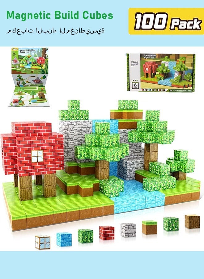 LEFAFA Magnetic Building Blocks, 100pcs Magnetic Blocks, Magnetic Building Cube Game, Magnet Tiles Toys for Kids, Stacking Magnets for Kids, Birthday Gifts for Boys and Girls Age 3+ Years Old - Image 2
