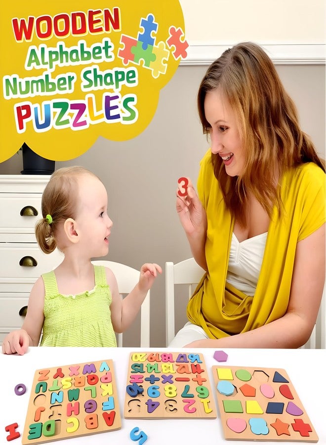BONIRY ABCD Toys for Kids, Number and Shape Puzzles, Toddler Activity Toys, Alphabets Learning, Gift, Wooden Puzzles for Age 2 (ABCD, Numbers and Shape) - Image 5