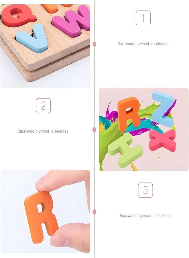BONIRY ABCD Toys for Kids, Number and Shape Puzzles, Toddler Activity Toys, Alphabets Learning, Gift, Wooden Puzzles for Age 2 (ABCD, Numbers and Shape) - Image 3