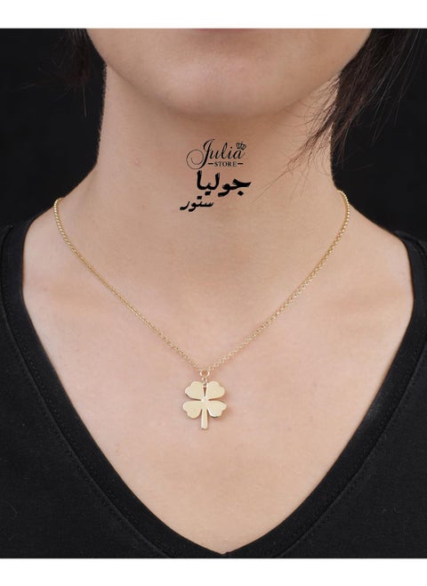 قلادة من الفولاذ المقاوم للصدأ مطلية بالذهب عيار 18 قيراطًا بتصميم عصري فاخر بسيط محظوظ على شكل أربع أوراق برسيم للنساء قلادة مجوهرات هدايا للنساء
