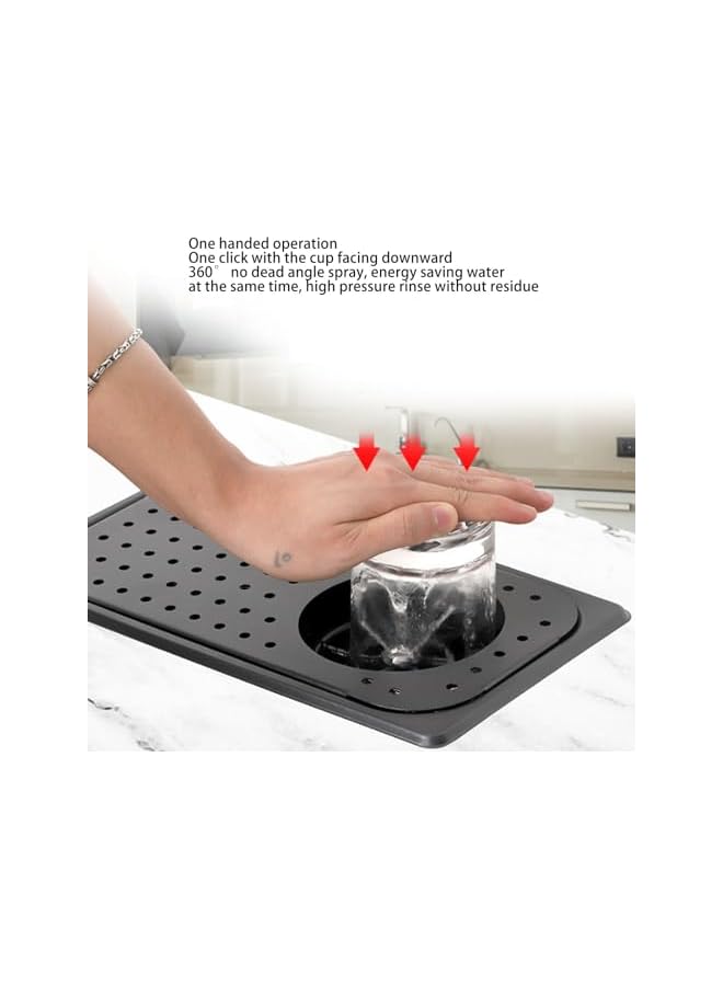 Bar Glass Rinser, 360 Degree Stainless Steel Cup Washer with Shelf, Automated Pitcher Rinser, Easy To Install Cup Washer Spray Rinser for Bar Hotel Cafe Restaurant - Image 3