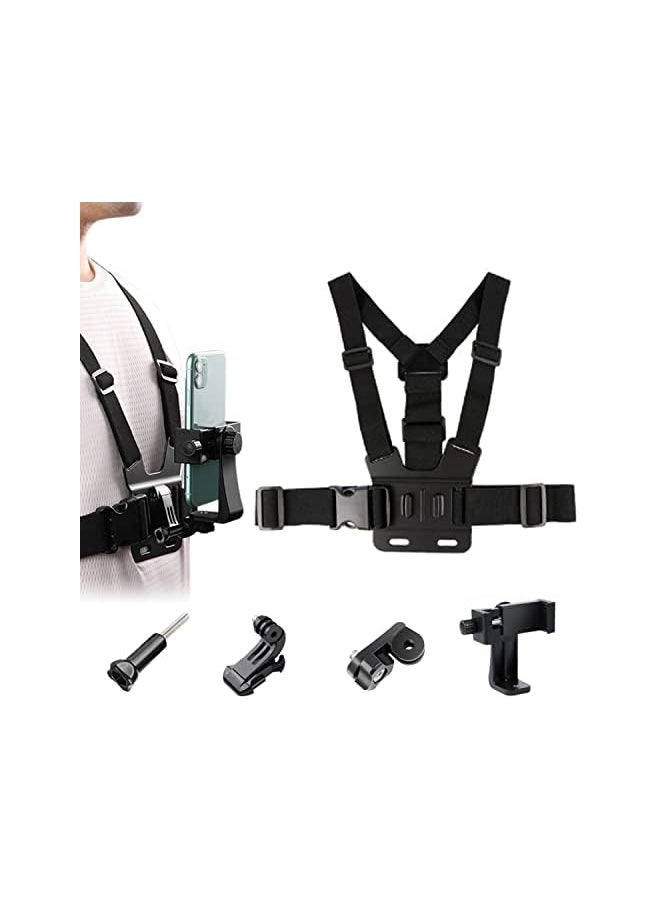 wisfunlly Adjustable Chest Mount Harness for Sport Camera Mobile Phone, Harness Strap Holder Mount for Outdoor Sports, Cell Phone Clip Holder Installation Fixation Bracket for 3.5"-6.8" Phones  - Image 2