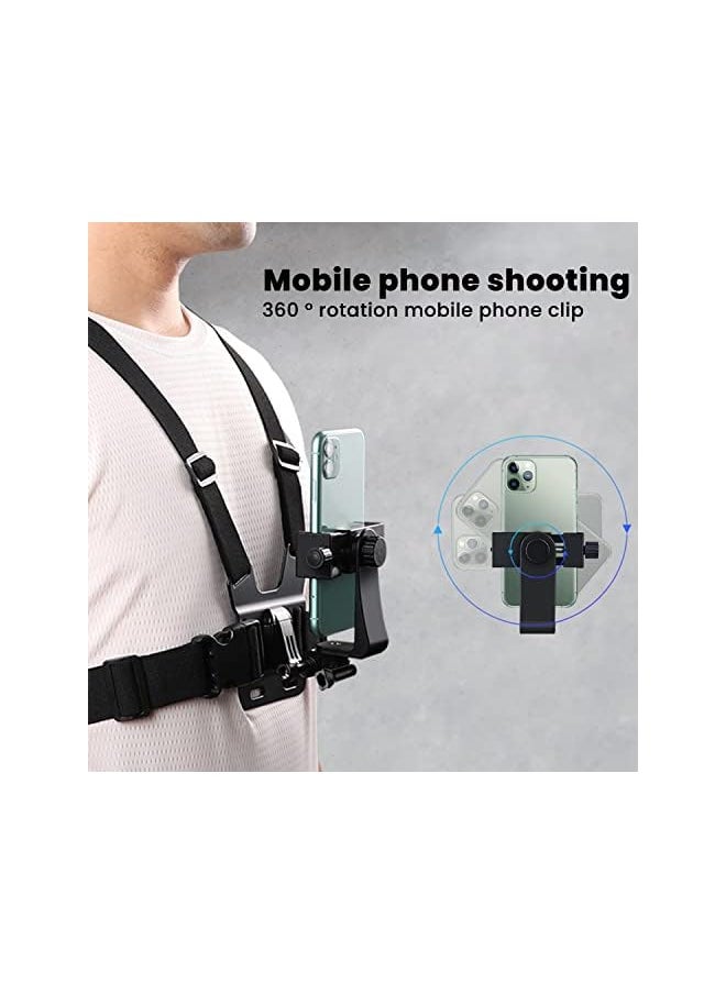 wisfunlly Adjustable Chest Mount Harness for Sport Camera Mobile Phone, Harness Strap Holder Mount for Outdoor Sports, Cell Phone Clip Holder Installation Fixation Bracket for 3.5"-6.8" Phones  - Image 3