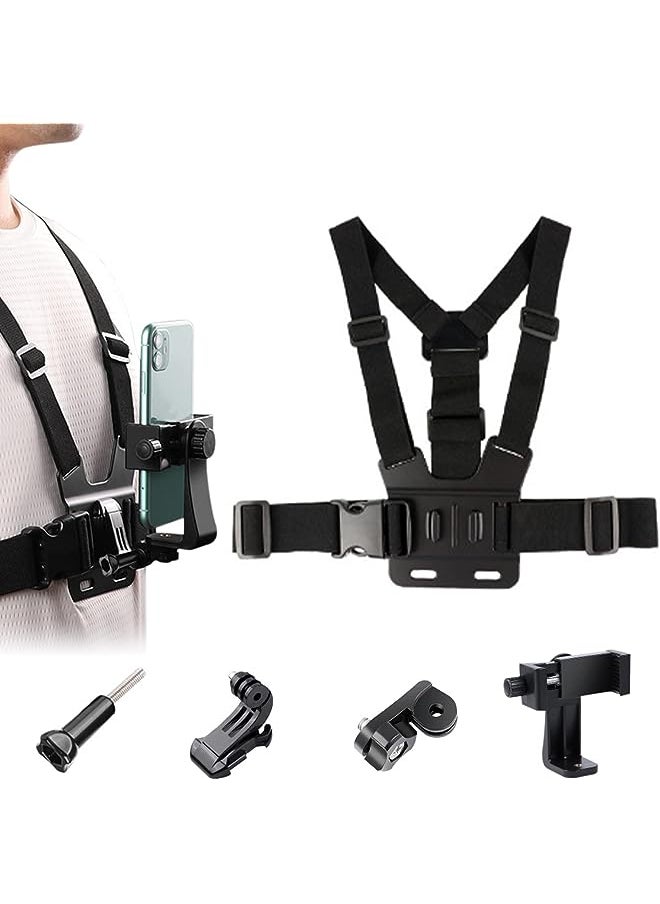 wisfunlly Adjustable Chest Mount Harness for Sport Camera Mobile Phone, Harness Strap Holder Mount for Outdoor Sports, Cell Phone Clip Holder Installation Fixation Bracket for 3.5"-6.8" Phones  - Image 1
