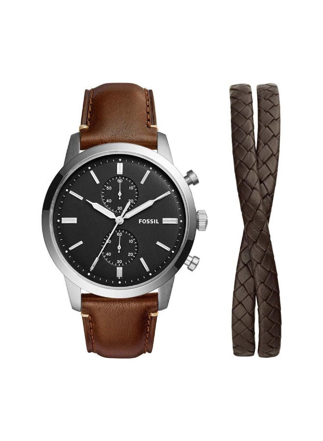 فوسيل Men Leather Chronograph Wrist Watch FS5967SET with Multi-Strwith Bracelet - Image 1