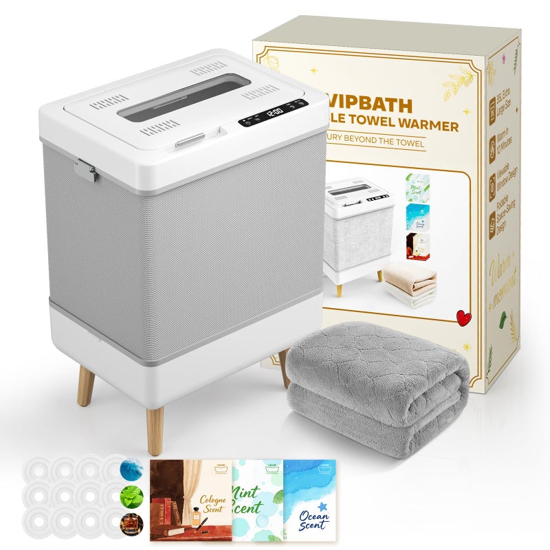 VIPBATH 35L Towel Warmer Gift Set â€“ Family-Sized Foldable Design with Window, Dual Safety Shut-Off for Overheat & Tip-Over, 12 Aroma Discs â€“ A Spa-Like Luxury for Home & Loved Ones - Image 1