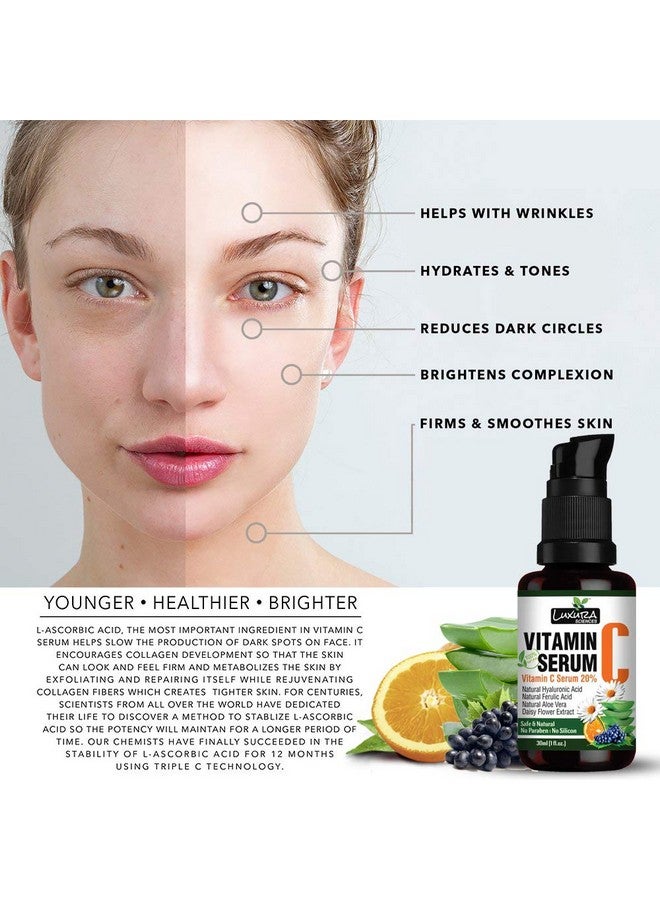 Luxura Sciences 20% Vitamin C Serum For Skin Glow And Anti Ageing |Effective Skin Brightening Vitamin C Serum|30 Ml | Scar And Dark Spot Reduction | Healthy Glow - Image 2