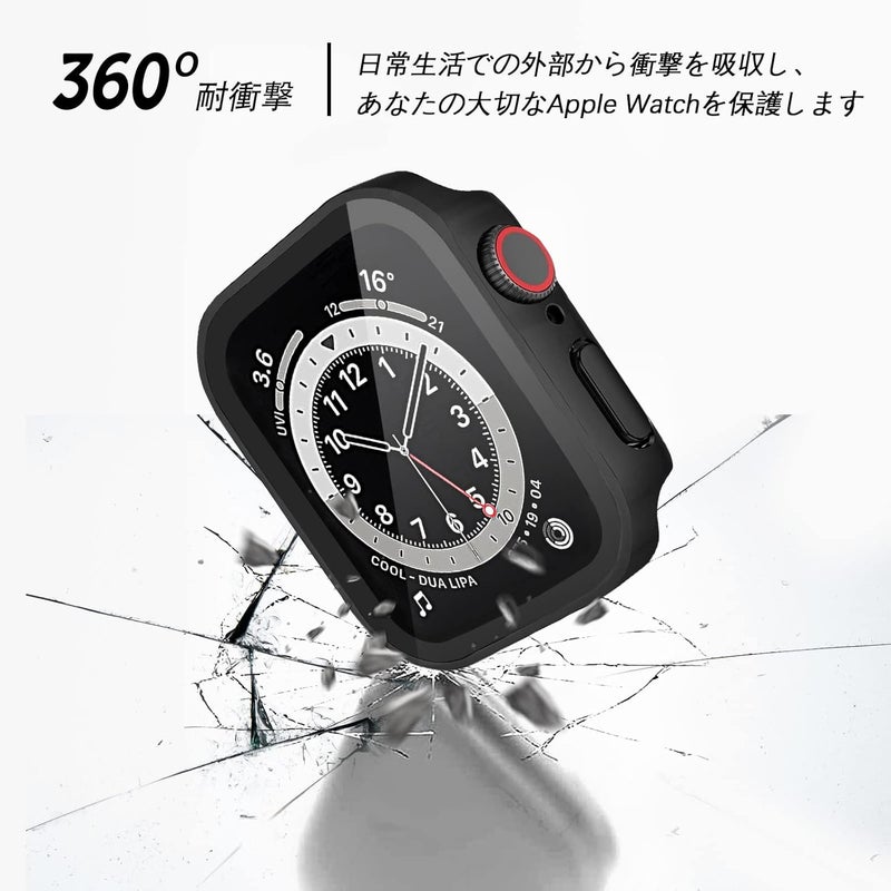 LISAMER Compatible Apple Watch Case Series 8/SE/7/6/5/4 45mm Case for Apple Watch Waterproof One-Piece New Design 3D Right Angle Edge Ultra Thin PC+Glass Material High Transmittance Compatible Apple Watch Cover Full Protection Easy Installation Heavy Duty Shock Resistant Black - Image 2
