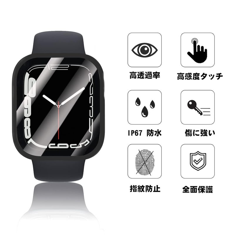 LISAMER Compatible Apple Watch Case Series 8/SE/7/6/5/4 45mm Case for Apple Watch Waterproof One-Piece New Design 3D Right Angle Edge Ultra Thin PC+Glass Material High Transmittance Compatible Apple Watch Cover Full Protection Easy Installation Heavy Duty Shock Resistant Black - Image 3