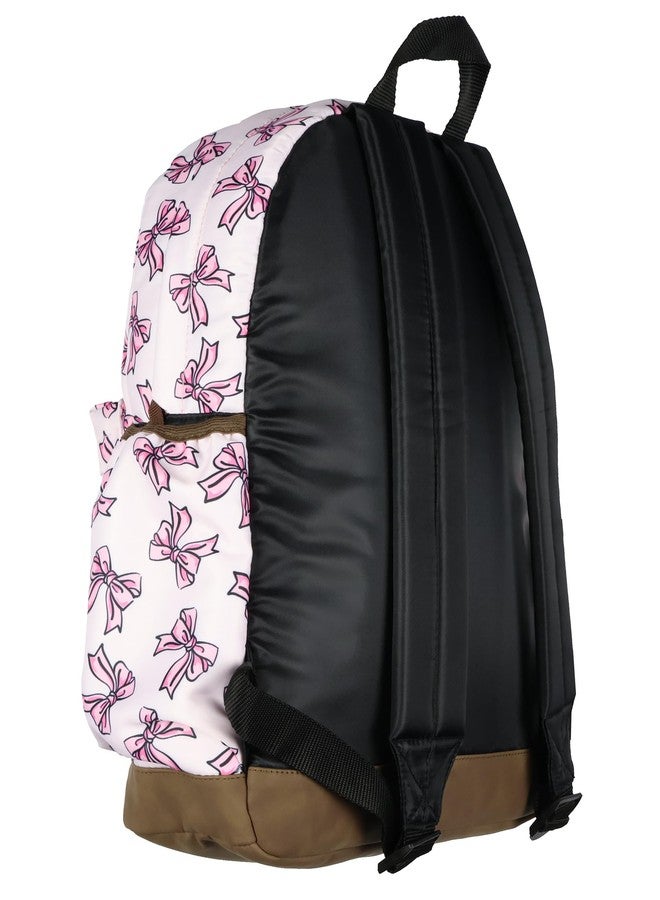حقيبة ظهر أنيقة مزينة بفيونكات وردية، مزودة بشريط، وقاعدة من الجلد الصناعي، وجيب داخلي للكمبيوتر المحمول، وحقيبة سفر للبنات مقاس 16 بوصة للكتب المدرسية - Image 5