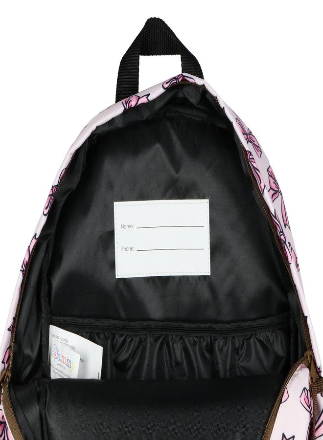 حقيبة ظهر أنيقة مزينة بفيونكات وردية، مزودة بشريط، وقاعدة من الجلد الصناعي، وجيب داخلي للكمبيوتر المحمول، وحقيبة سفر للبنات مقاس 16 بوصة للكتب المدرسية - Image 4