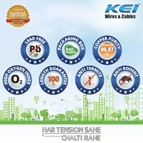 KEI CONFLAME GREEN PLUS 0.75 sqmm 1 Core Copper Heat Resistant Flame Retardant Low Smoke & Halogen - Lead Free House Wire for Domestic & Industrial Electrical Wiring (Green, 90 Meters) - Image 5