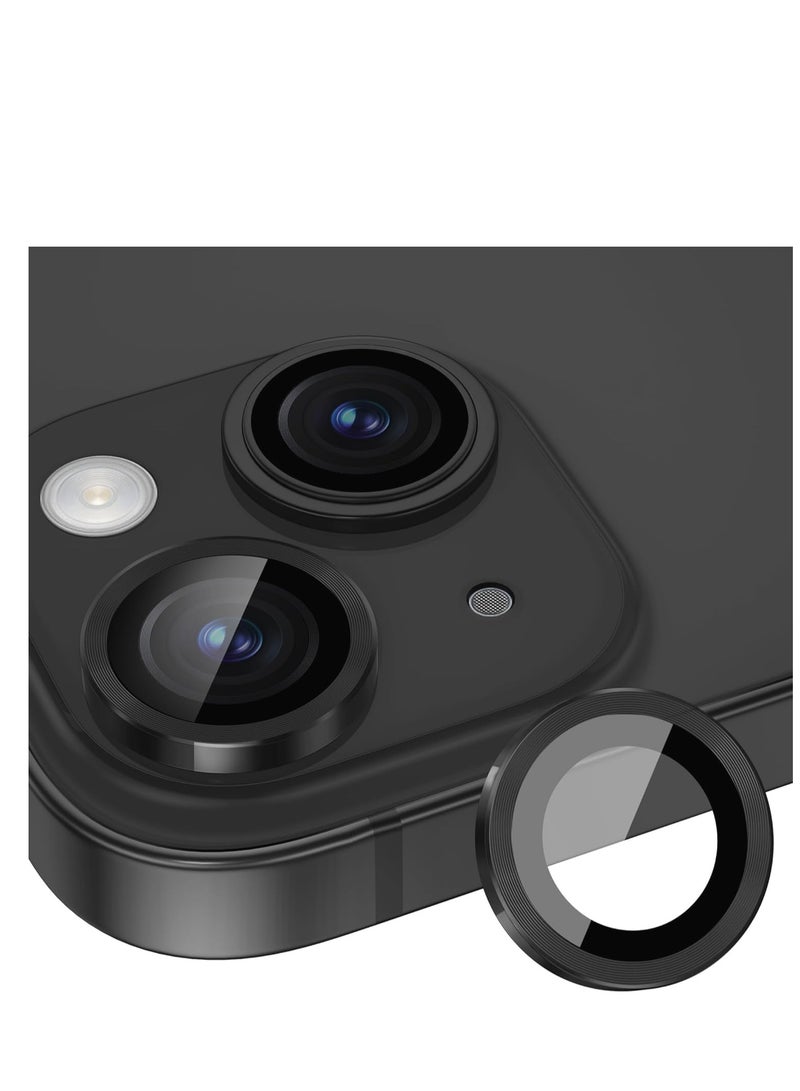 HEXABEX 2PC Pack iPhone 15 Camera Lens Protector, Metal Ring Camera Lens Protectors for iPhone 15 Black - Image 1