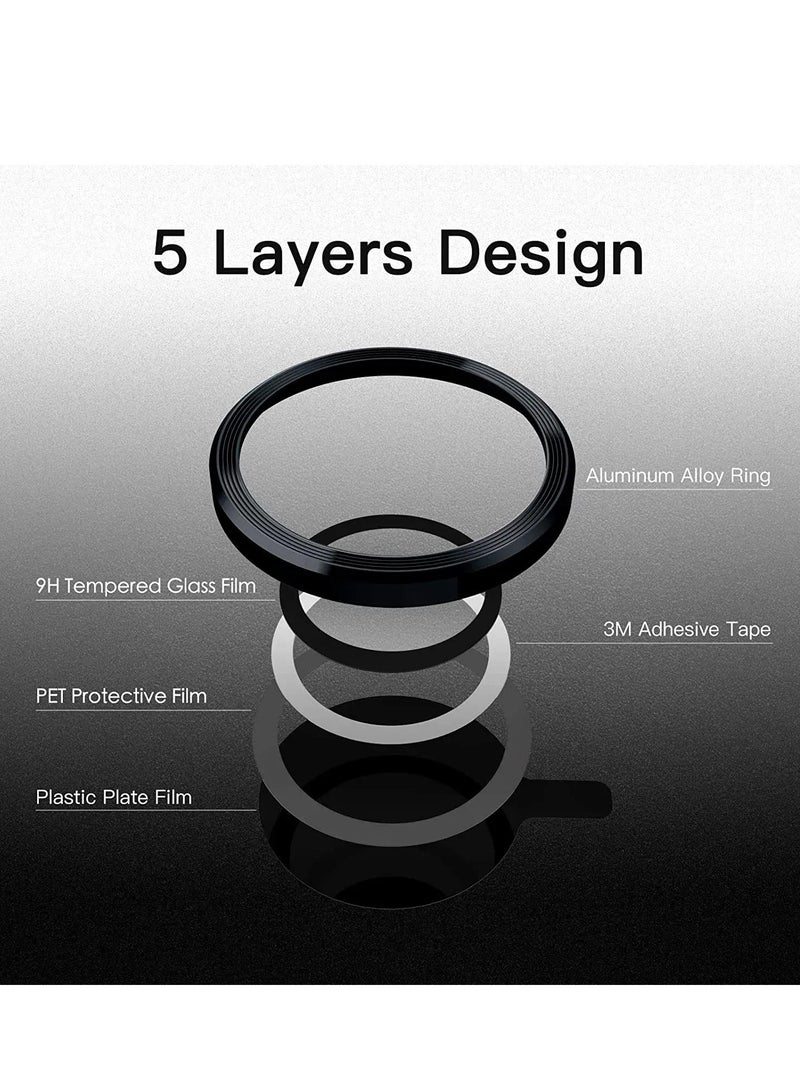 HEXABEX 2PC Pack iPhone 15 Camera Lens Protector, Metal Ring Camera Lens Protectors for iPhone 15 Black - Image 3