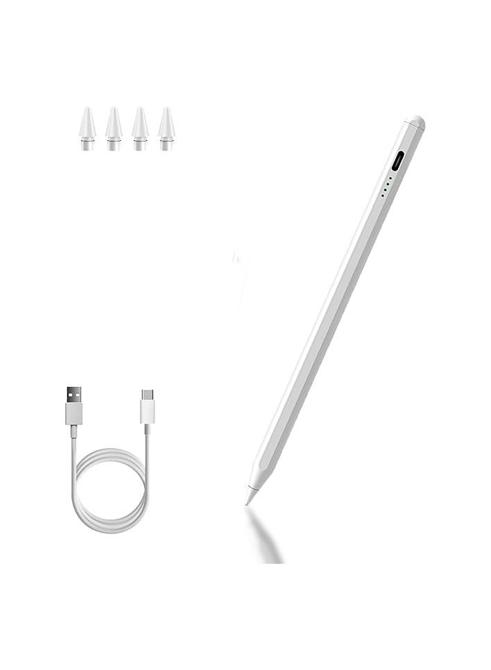 Stylus Pen for iPad First Generation with Fast Charging, Tilt Sensitivity, Palm Rejection – Compatible with iPad Pro 11"/12.9", Mini 5/6, Air 3/4/5, iPad 6 to 10 – White