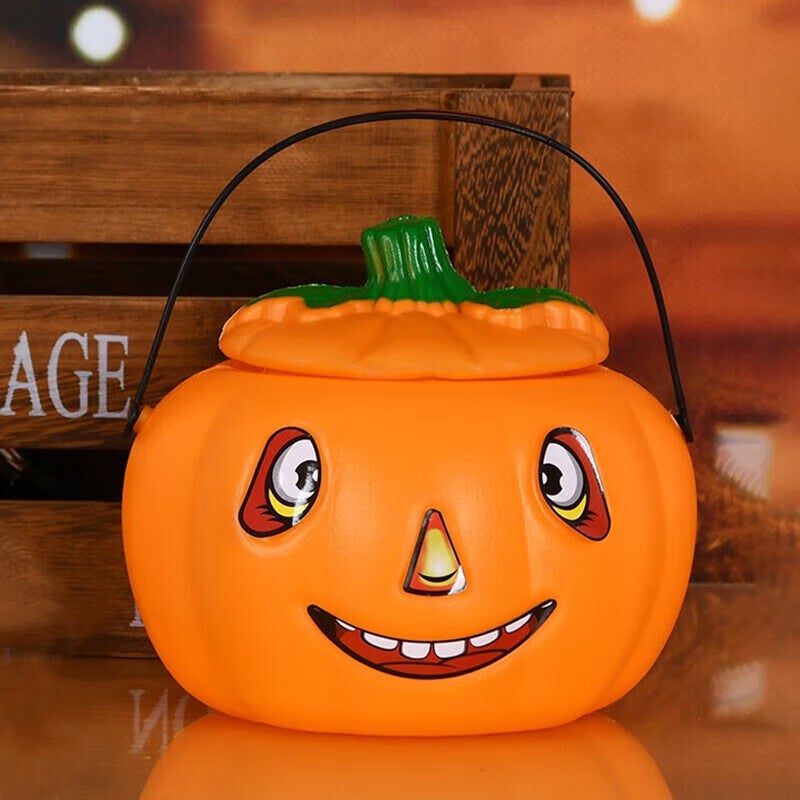 Halloween Portable Pumpkin Lantern Candy Bag Luminous Decorations Props Ornaments Children'S Pumpkin Bucket Party Layout - Image 3
