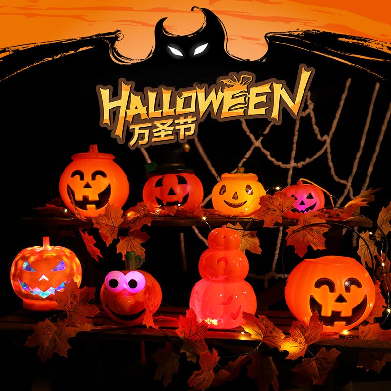 Halloween Portable Pumpkin Lantern Candy Bag Luminous Decorations Props Ornaments Children'S Pumpkin Bucket Party Layout - Image 2