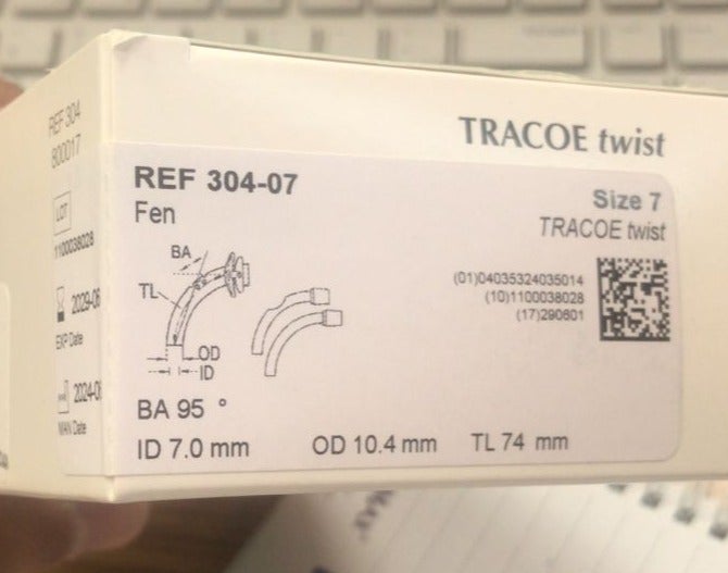 Twist TRACOE twist German perforated tracheostomy tube (speech) - Size 7 - 7.0mm inner diameter - Model REF 304-07 - Image 2