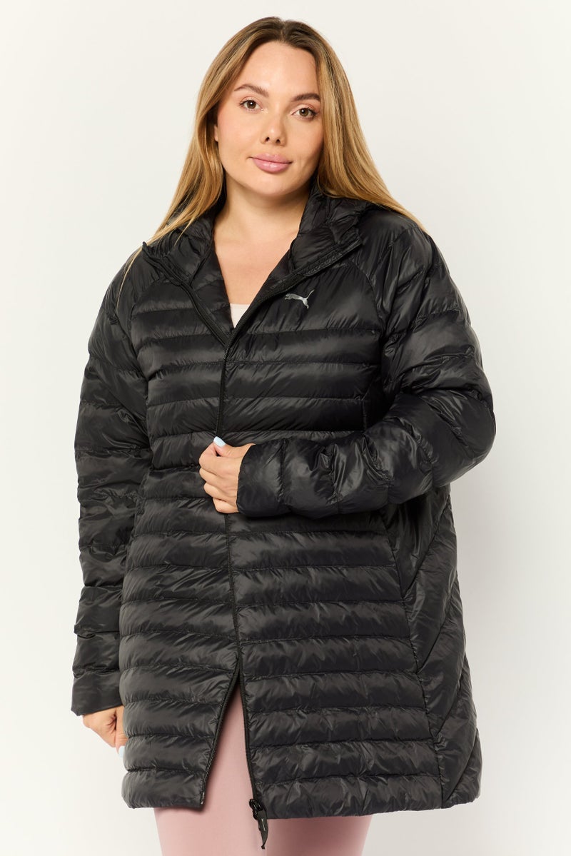 PUMA جاكيت خارجي طويل الأكمام للنساء، رياضي، أسود - Image 1