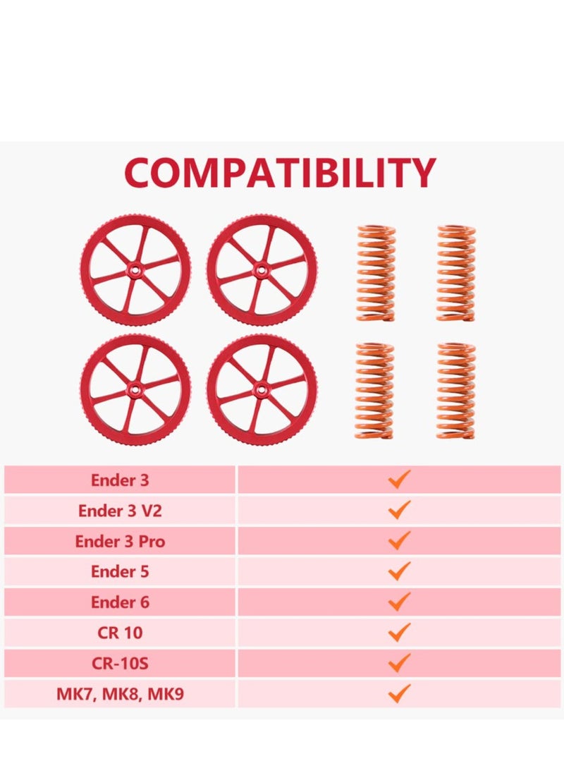 Generic - 4 Pcs Metal Leveling Nuts and Springs Upgraded Set for Ender 3/3 Pro/3 V2/Ender 3 Neo/Ender 3 V2 Neo/Ender 3 S1/Ender 3 S1 Pro Ender 5 Plus/CR 10 Series 3D Printer Bed Staying Level - Image 1