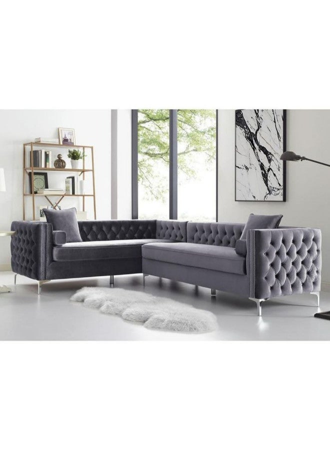 Al Home 5 Seater L-shape Sofa - Swedish Wood & Metal - 300x200x85x80 Cm  - Grey - Image 1