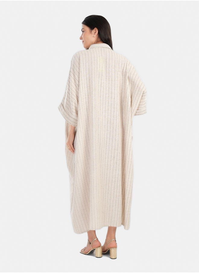 Clue Beige Striped Shirt Dress  - Image 3