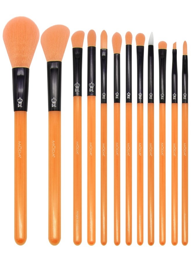 MODA Neon Makeup Brush Set - 12pc Face & Eye Brush Kit with Soft Vegan Filaments - Blending, Contouring, Highlighting - Cruelty-Free, Bold Neon Design - Image 1