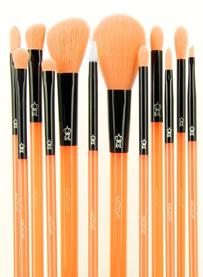 MODA Neon Makeup Brush Set - 12pc Face & Eye Brush Kit with Soft Vegan Filaments - Blending, Contouring, Highlighting - Cruelty-Free, Bold Neon Design - Image 2