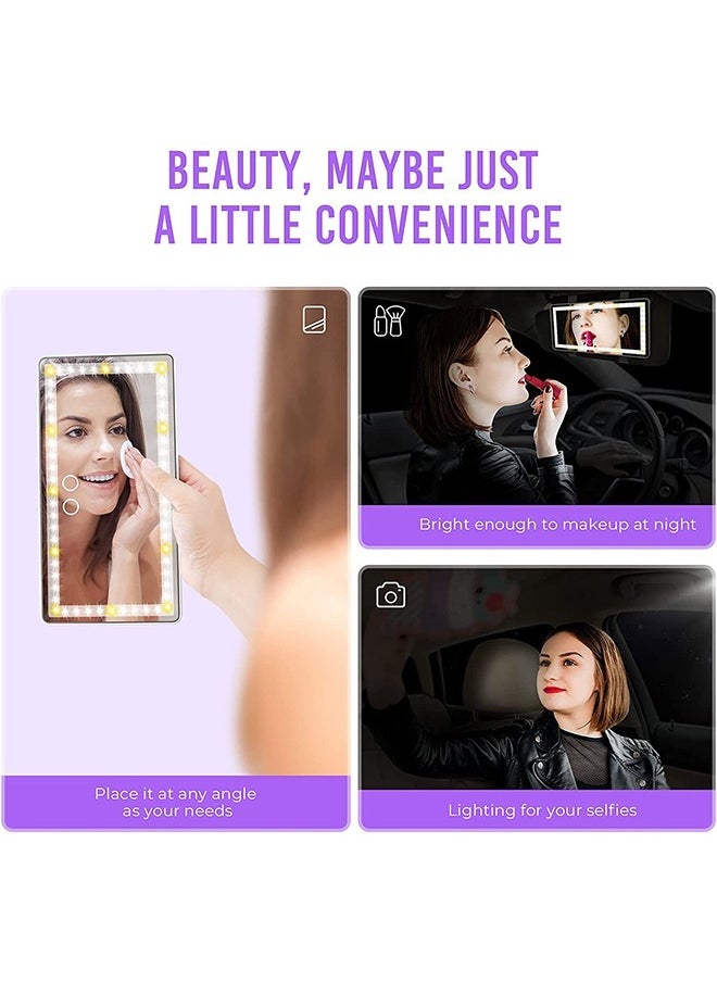 PADOM - Padom Car Visor Vanity Mirror Rechargeable with 3 Light Modes & 60 LEDs,Mirror for Truck SUV Rear View Dimmable Touch Screen,Car As A Gifts - Image 1