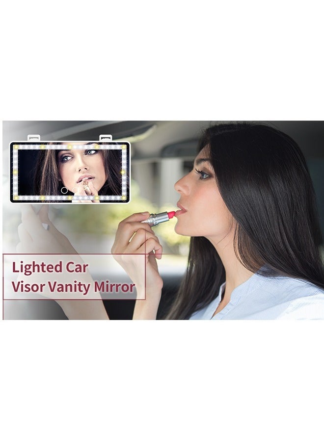 PADOM - Padom Car Visor Vanity Mirror Rechargeable with 3 Light Modes & 60 LEDs,Mirror for Truck SUV Rear View Dimmable Touch Screen,Car As A Gifts - Image 1