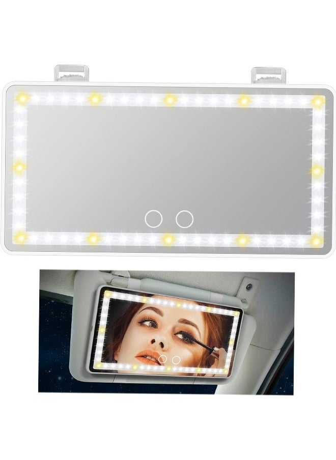 PADOM - Padom Car Visor Vanity Mirror Rechargeable with 3 Light Modes & 60 LEDs,Mirror for Truck SUV Rear View Dimmable Touch Screen,Car As A Gifts - Image 1