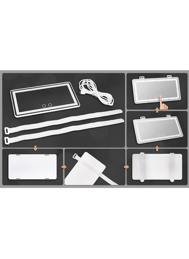 PADOM - Padom Car Visor Vanity Mirror Rechargeable with 3 Light Modes & 60 LEDs,Mirror for Truck SUV Rear View Dimmable Touch Screen,Car As A Gifts - Image 1