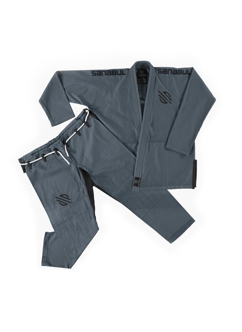Sanabul  Sanabul Essential BJJ Gi for Men | Brazilian Jiu Jitsu Gi BJJ | Lightweight, Preshrunk Cotton Fabric | IBJJF Approved (Grey, A4)  - Image 2