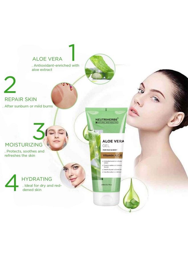NEUTRIHERBS Aloe Vera Gel Pure Aloe Vera Juice With Vitamin A C E For Sunburns Acne Dry Skin And Itch Soothing And Moisturing 6.7 Fl Oz  - Image 4