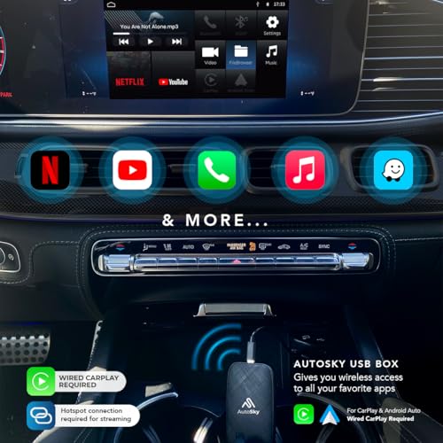 AutoSky Wireless CarPlay and Android Auto AI Box Lite for Factory Wired CarPlay Cars - Supports Netflix and YouTube Must use Hotspot - Go Wireless CarPlay and Android Auto. Wired CarPlay Required - Image 4