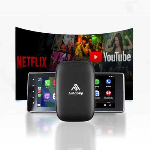 AutoSky Wireless CarPlay and Android Auto AI Box Lite for Factory Wired CarPlay Cars - Supports Netflix and YouTube Must use Hotspot - Go Wireless CarPlay and Android Auto. Wired CarPlay Required - Image 1