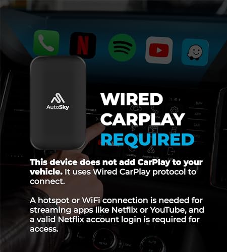 AutoSky Wireless CarPlay and Android Auto AI Box Lite for Factory Wired CarPlay Cars - Supports Netflix and YouTube Must use Hotspot - Go Wireless CarPlay and Android Auto. Wired CarPlay Required - Image 3