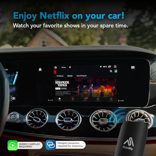 AutoSky Wireless CarPlay and Android Auto AI Box Lite for Factory Wired CarPlay Cars - Supports Netflix and YouTube Must use Hotspot - Go Wireless CarPlay and Android Auto. Wired CarPlay Required - Image 2
