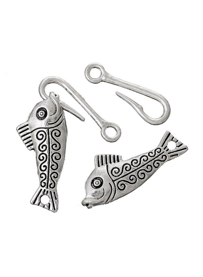 JGFinds Fish & Hook Bracelet Toggle Clasps 10 Complete Sets Of Silver Diy Jewelry Making Supplies Bracelet Clasp Sweater Barrel Toggle Closure Or Connector - Image 4