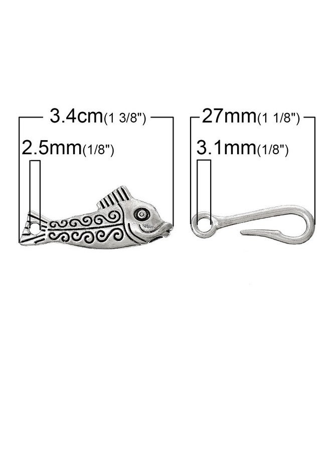 JGFinds Fish & Hook Bracelet Toggle Clasps 10 Complete Sets Of Silver Diy Jewelry Making Supplies Bracelet Clasp Sweater Barrel Toggle Closure Or Connector - Image 5