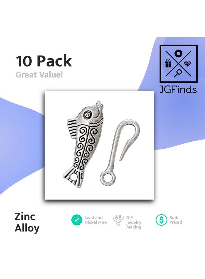 JGFinds Fish & Hook Bracelet Toggle Clasps 10 Complete Sets Of Silver Diy Jewelry Making Supplies Bracelet Clasp Sweater Barrel Toggle Closure Or Connector - Image 3