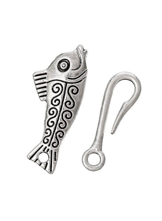 JGFinds Fish & Hook Bracelet Toggle Clasps 10 Complete Sets Of Silver Diy Jewelry Making Supplies Bracelet Clasp Sweater Barrel Toggle Closure Or Connector - Image 2