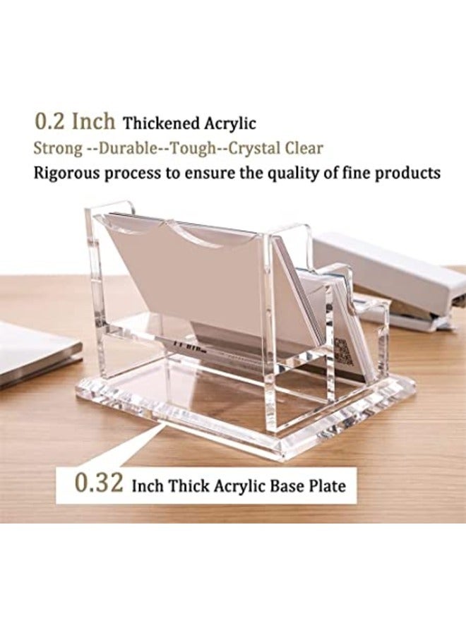 SMARTPOINTS Acrylic Business Card Holder for Desk Business, Business Card Stand Business Card Display Holder, Clear Plastic Business Card Holder Display Office, Holds 100 Cards (2 Tier, 2 Slots) - Image 2