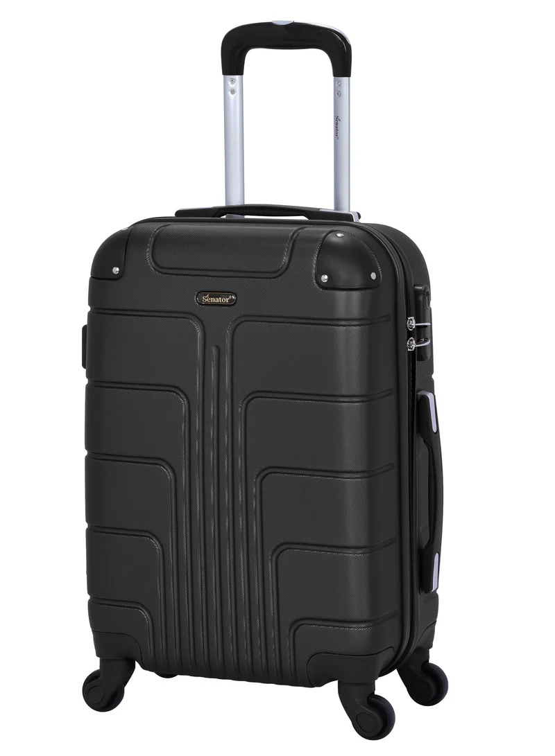 SENATOR Hard Case Travel Bag Cabin Luggage Trolley ABS Lightweight Suitcase with 4 Spinner Wheels A1012, Black