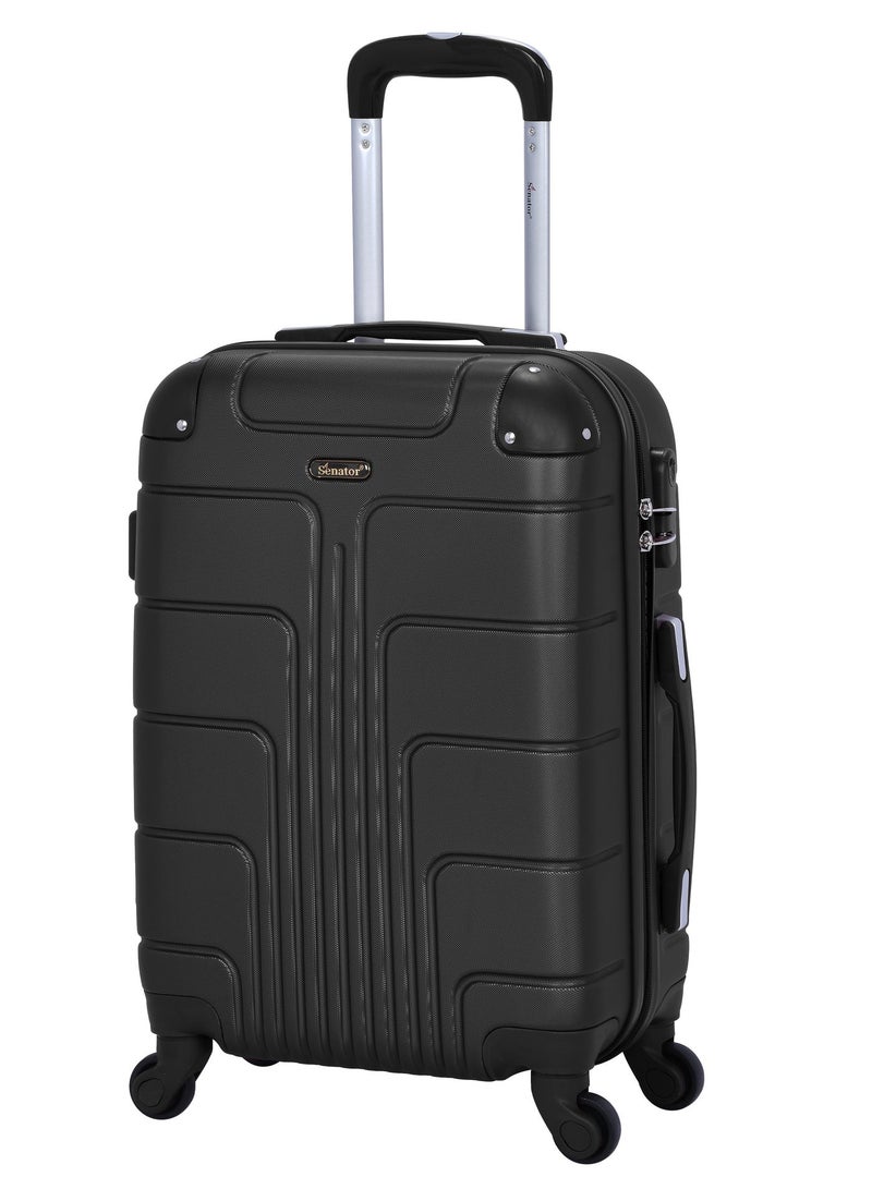 SENATOR Hard Case Travel Bag Cabin Luggage Trolley ABS Lightweight Suitcase with 4 Spinner Wheels A1012, Black - Image 1