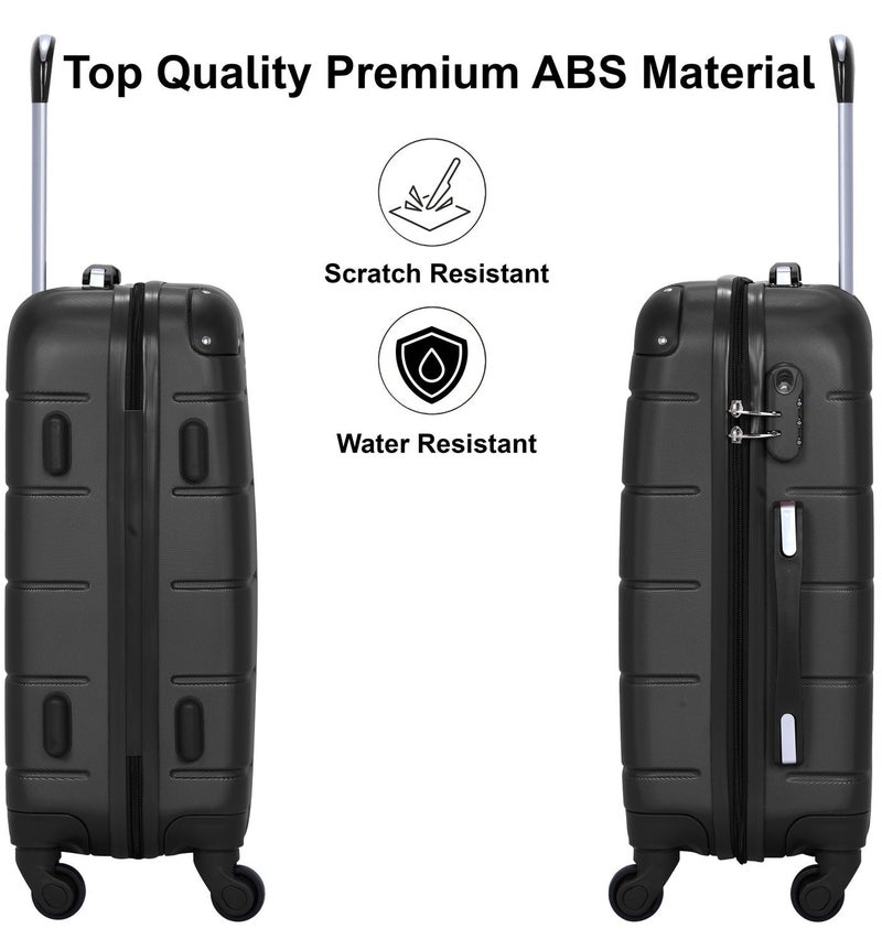 SENATOR Hard Case Travel Bag Cabin Luggage Trolley ABS Lightweight Suitcase with 4 Spinner Wheels A1012, Black - Image 3