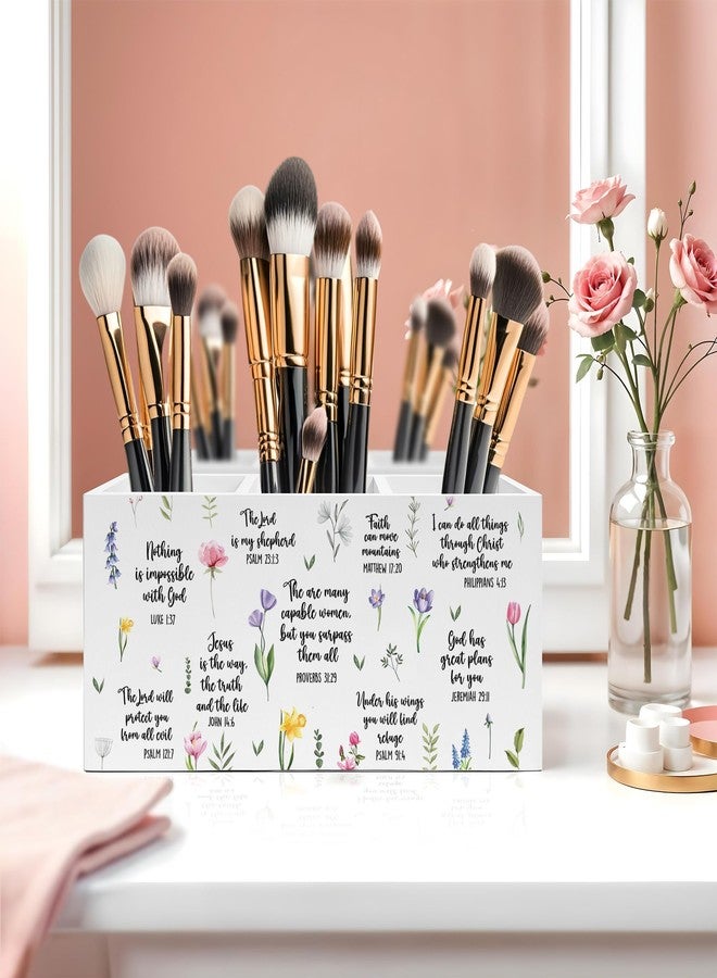 Exqcom Inspirational Floral Bible Verses Pen Pencil Holder, Christian Office Desk Decor, Religious Scripture Pencil Pen Holder Organizer for Home Office, Desk Accessories for Women - Image 5